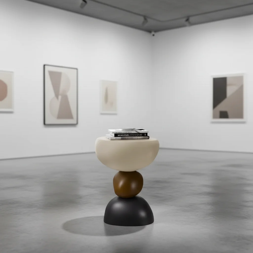 

Современный креативный журнальный столик из белой гальки с съемными элементами для мебели в гостиную