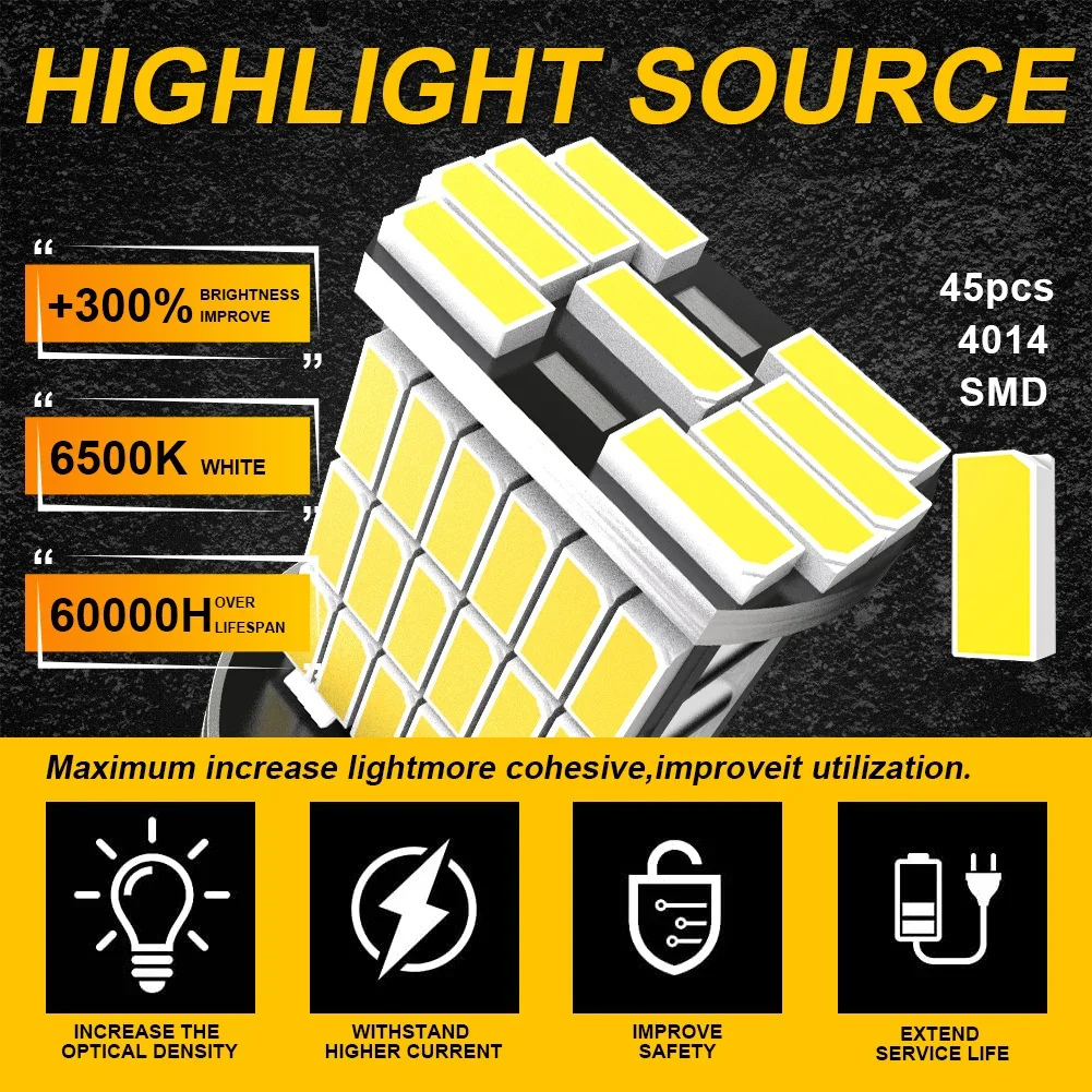 2pcs 1156 ba15s Led Car Light Bulbs High Quality Super Led Turbo Diode 45 SMD Chips Day Lamp For Suzuki Swift Samurai Grand