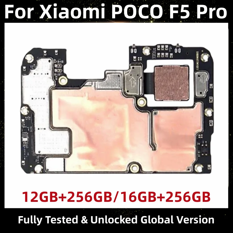 Motherboard for Xiaomi POCO F5 Pro 5G, Unlocked Mainboard, Global ROM, Original Logic Board