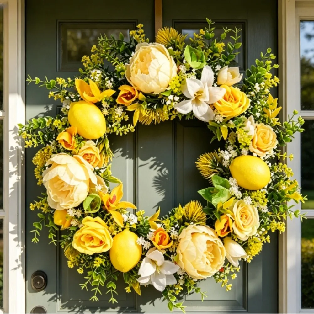 

Charming Lemon Artificial Flower: Fresh Door Hanging Ornament For Home Decor For Home Office Wedding Easter Spring Decor