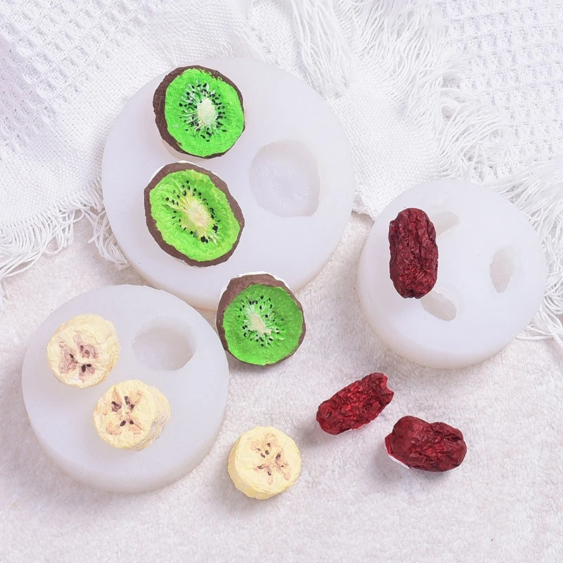 Bananenscheiben Silikonformen 3D Frucht Kiwi Getrocknete Jujube Fondant Bonbon Schokoladenform Backzubehör Kuchendekoration Zubehör