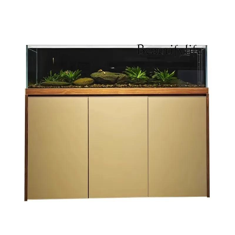 R Stream Tank Bottom Filter Integrated Small Ecological Glass Fish Tank Next To TV Cabinet Ultra-white Ancient Oxygen Fish Tank