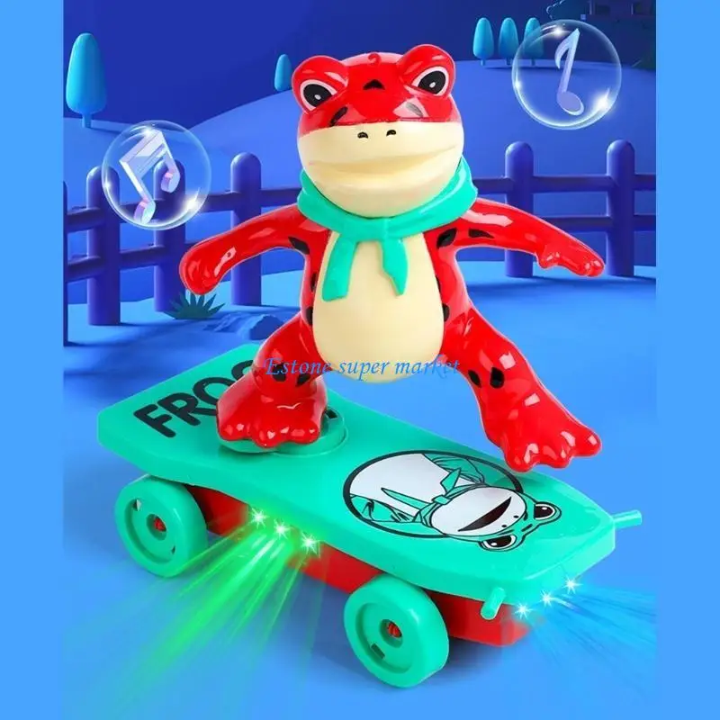 090B Monopatín acrobático dibujos animados para niños, juguete musical ligero para niños, juguete interactivo para fiesta