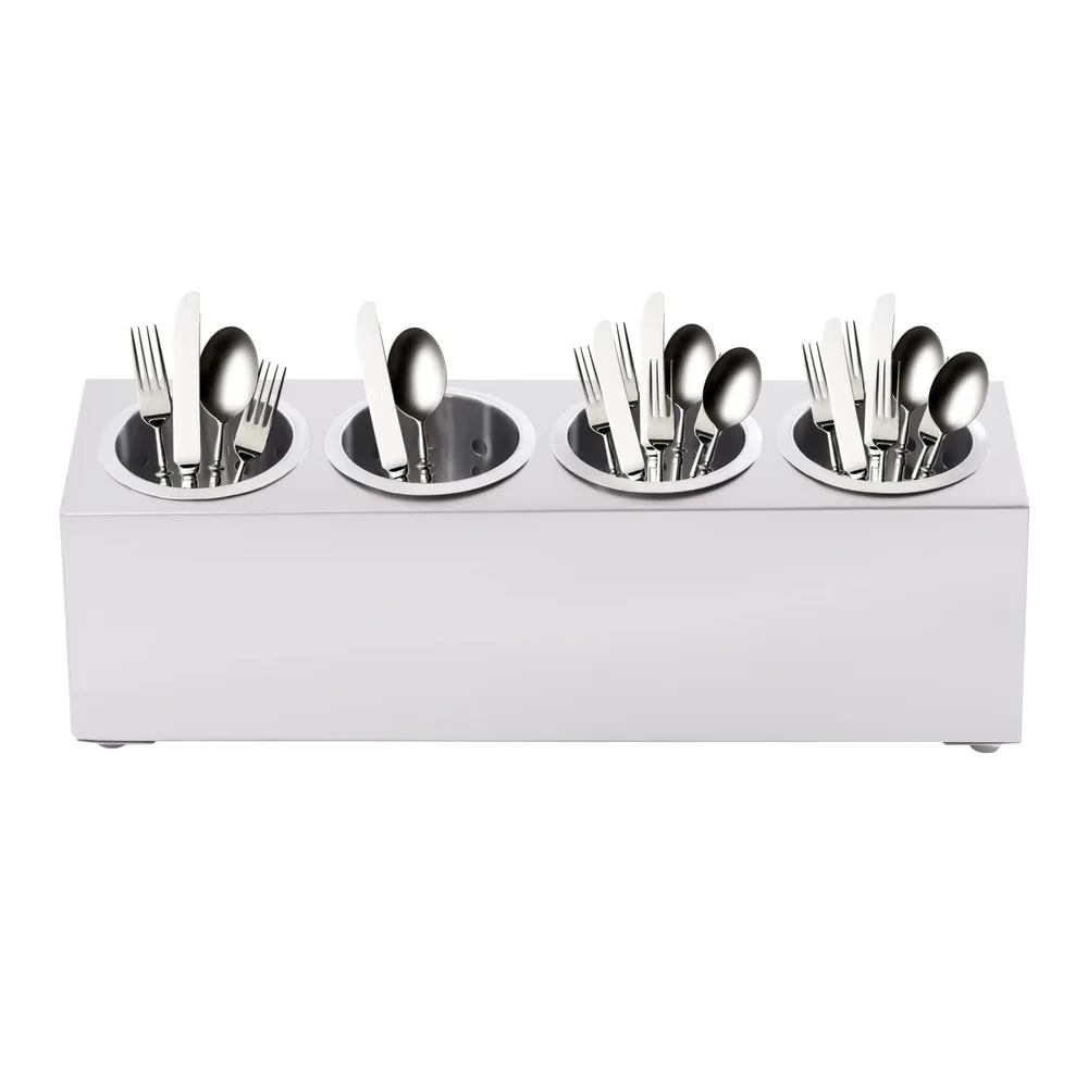 

Flatware Organizers 4-Hole Stainless Steel Cylinder Flatware Silverware Utensil Holder Organizer for Home School Restaurant Use