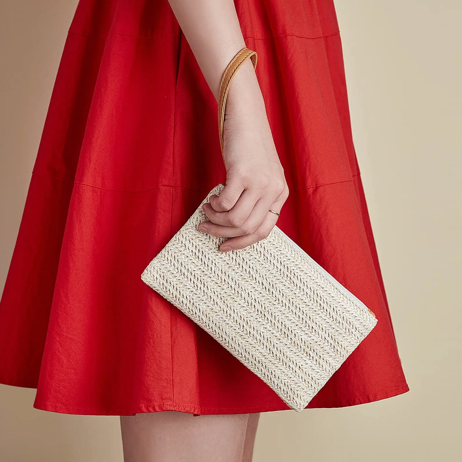 Women' S Casual Travel Straw Woven Bag Fashionable and Minimalist Large Capacity Women'S Medium-Long Wallet Clutch 01 image 6