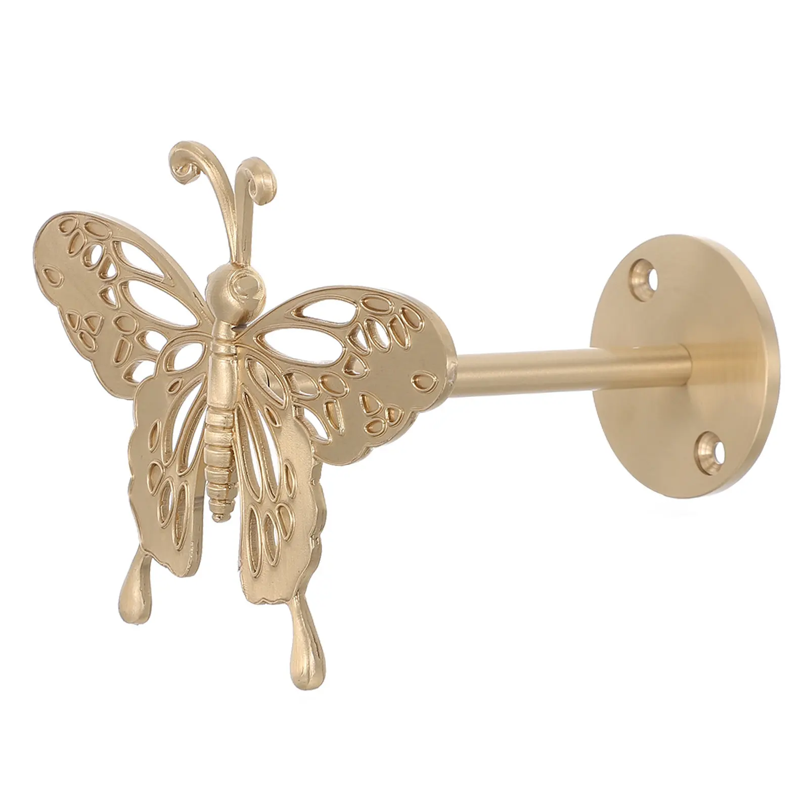 Butterfly Curtain Holdbacks Wall Mount Drapery Hooks 2 Inch Base Brushed Gold Curtain Tiebacks Decorative Holdbacks for Window