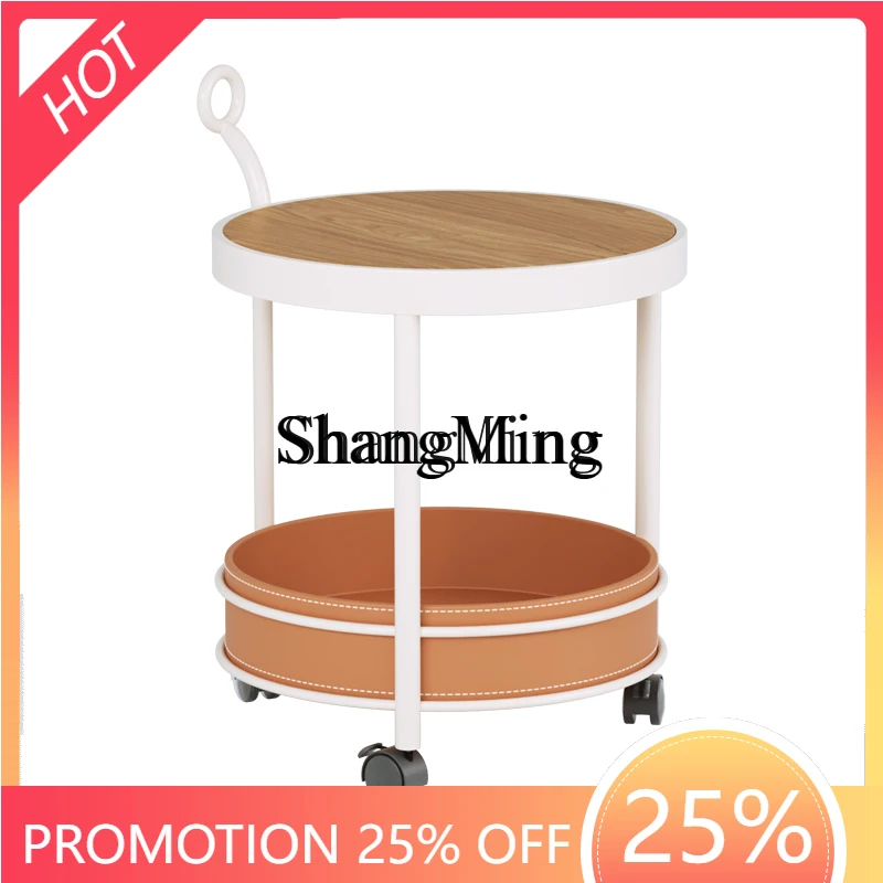 

ZYY household high value sofa edge few movable living room simple creative household bedside storageround trolley