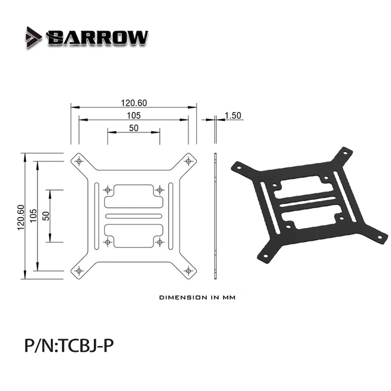 

BARROW TCBJ-P Металлический плоский кронштейн для радиатора Кронштейн резервуара для охлаждающей жидкости Кронштейн для водяного насоса Размер 12 см Вентилятор 120X120X1,5 мм