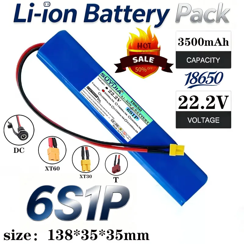 High Capacity 6S1P 22.2V 3500mAh Battery - Long-lasting Li-ion rechargeable power supply for power tools and garden equipment