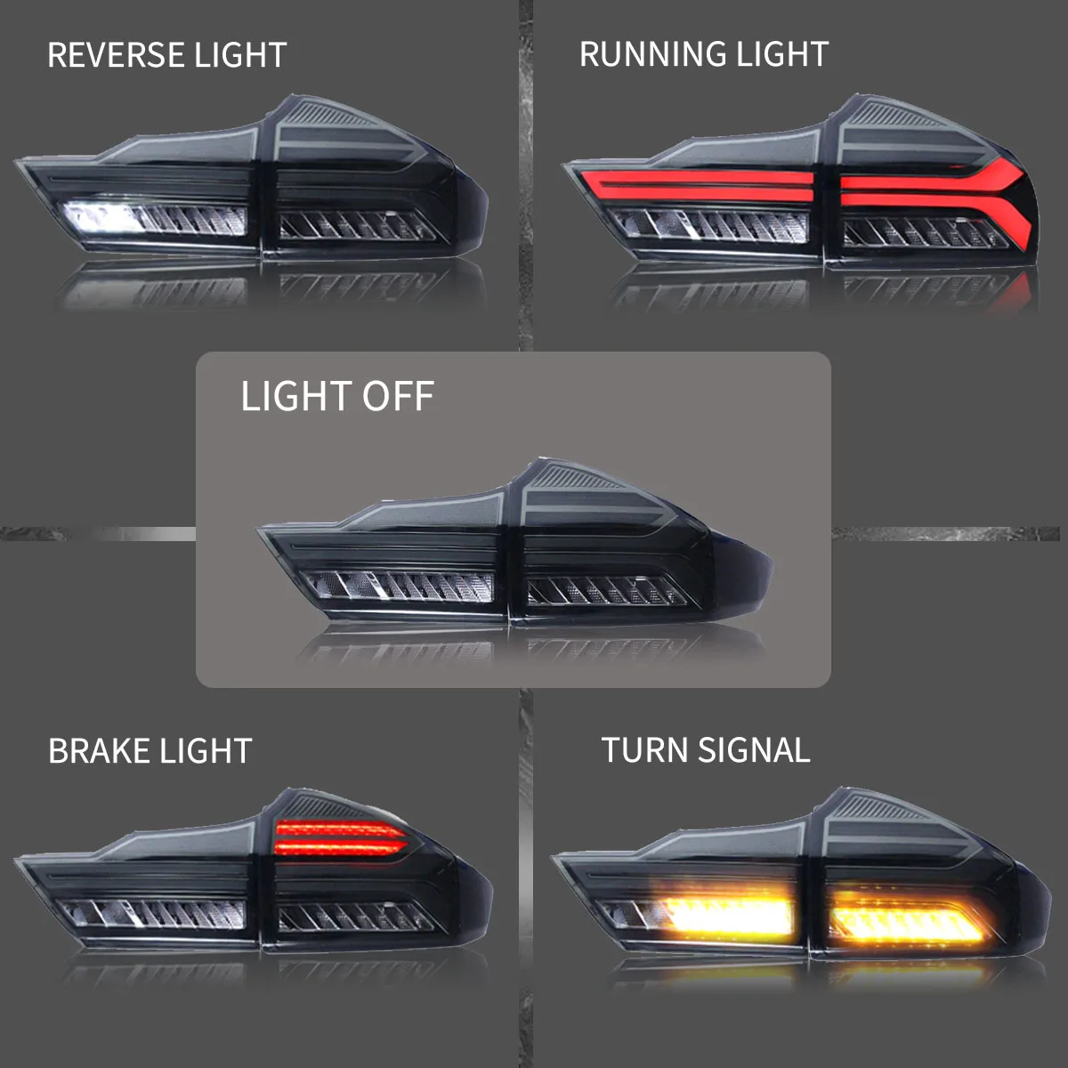 Car Accessories LED Rear Tail Lamps For Honda City 2014-2019 Sequential Turn Signal DRL Running Lights