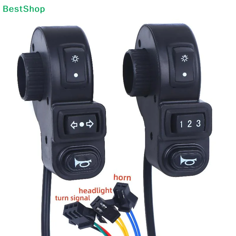 ♥ Juego de Interruptores para Manillar de Motocicleta - Botones de Control de 3 Modos para Faro/Direccional/Bocina para Scooter/Bicicleta