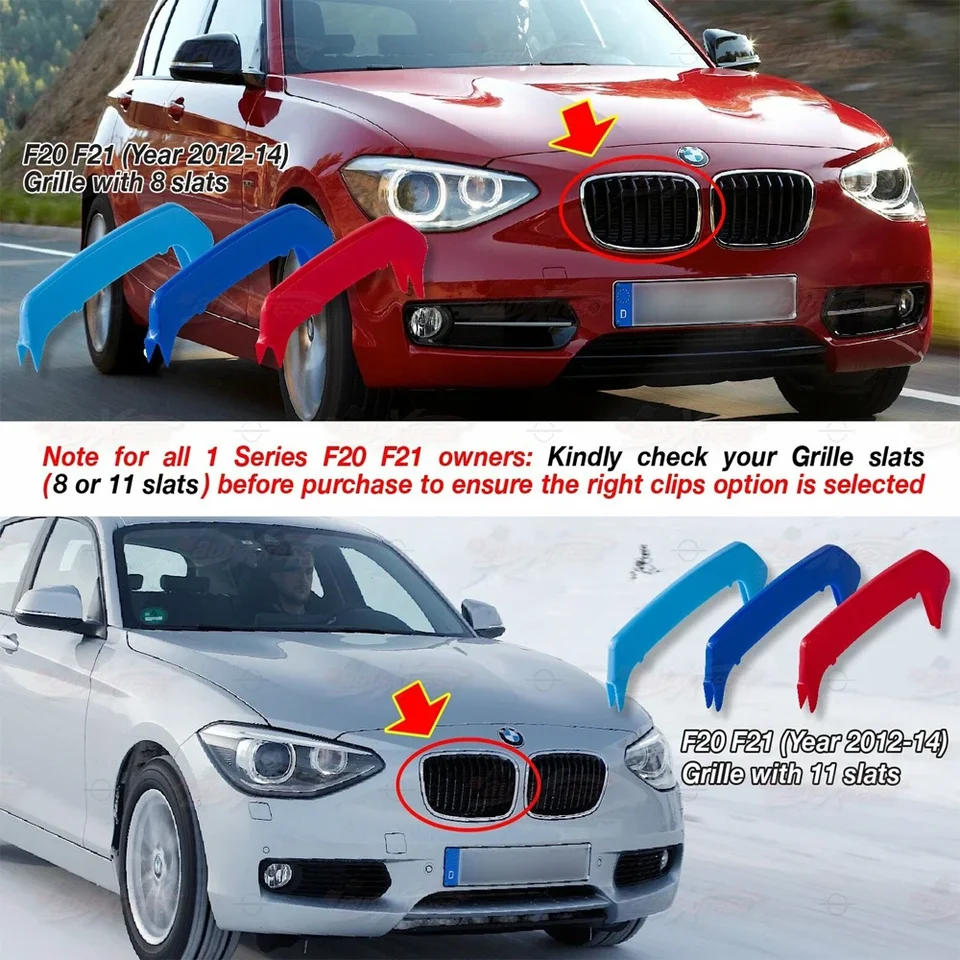 Fit 11-14 BMW 1 series F20 F21 Trim M-SPORT design 3-Color Kidney