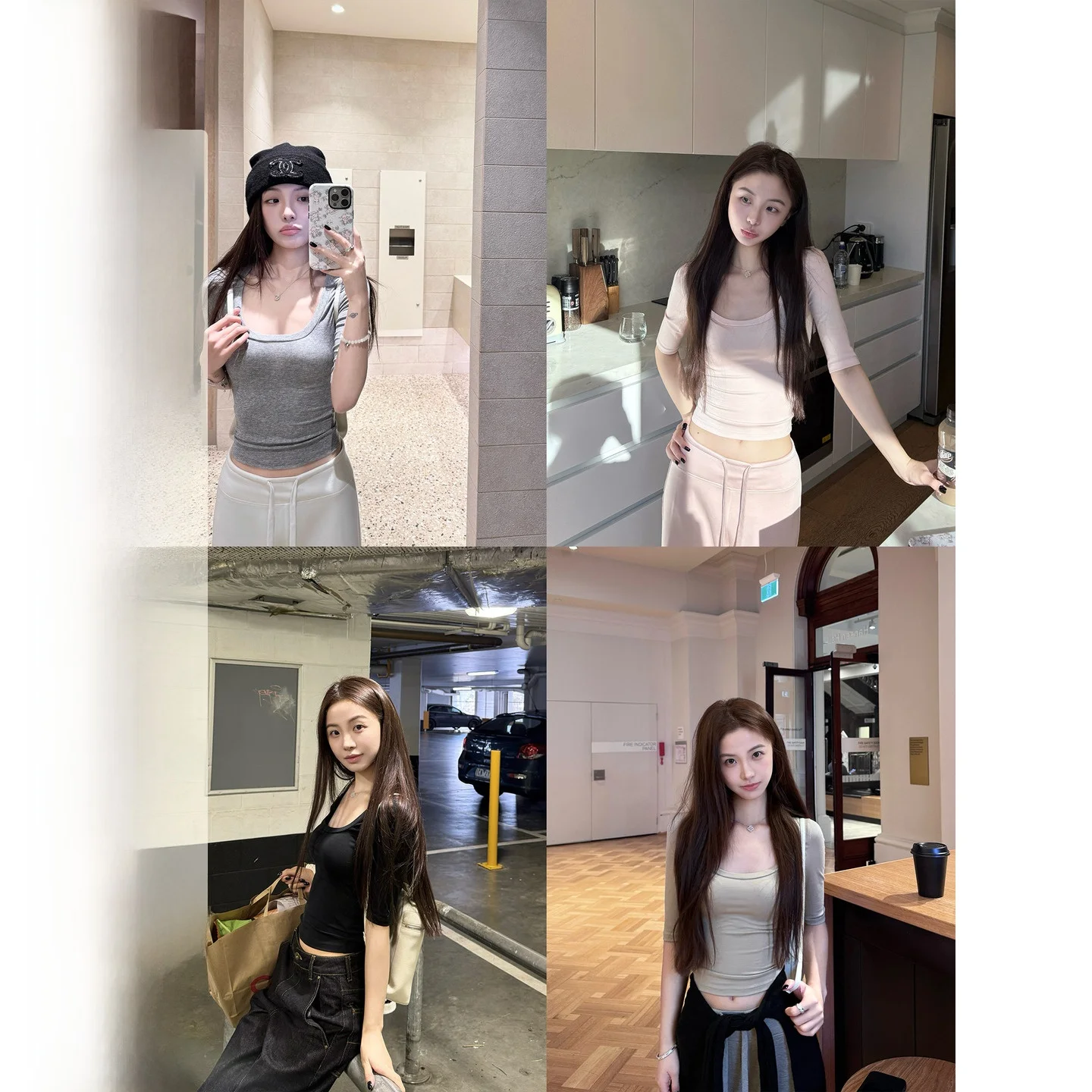 

Женская трикотажная футболка YUYUREAL Slim Fit, средней длины, с V-образным вырезом, разноцветная, базовая, осенняя, из смесового полиэстера