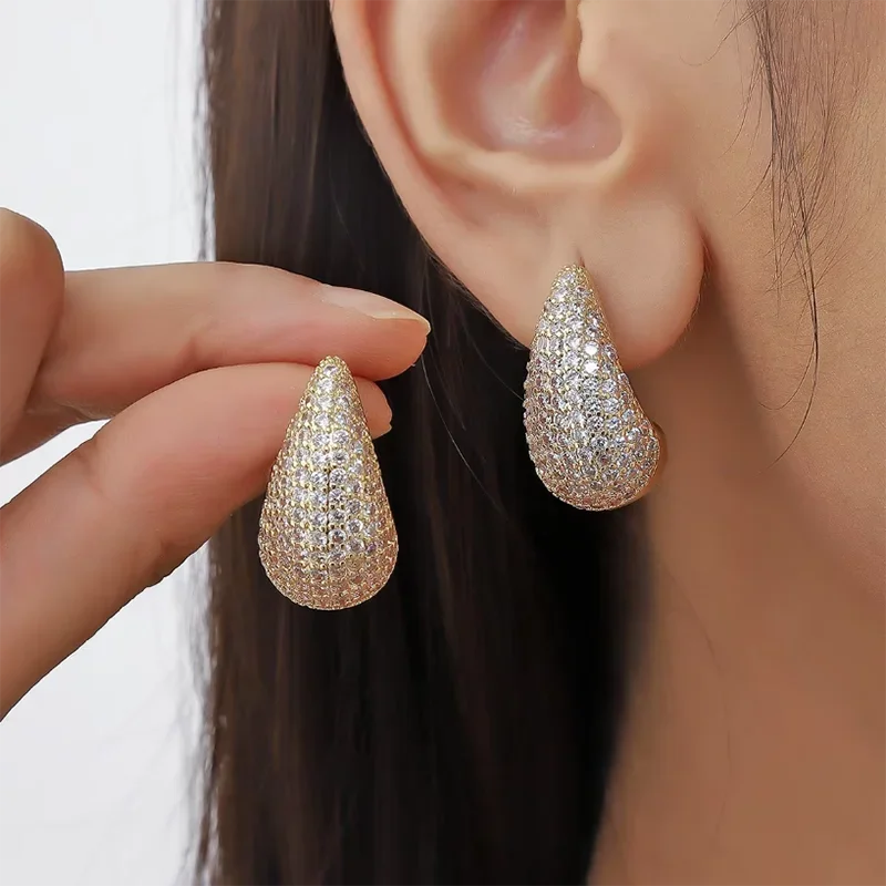 Moonso Trendy Gold Silver Color Water Drop Earrings for Women Daily Wear Party Gift Jewelry Wholesale Free Shipping Items E8457