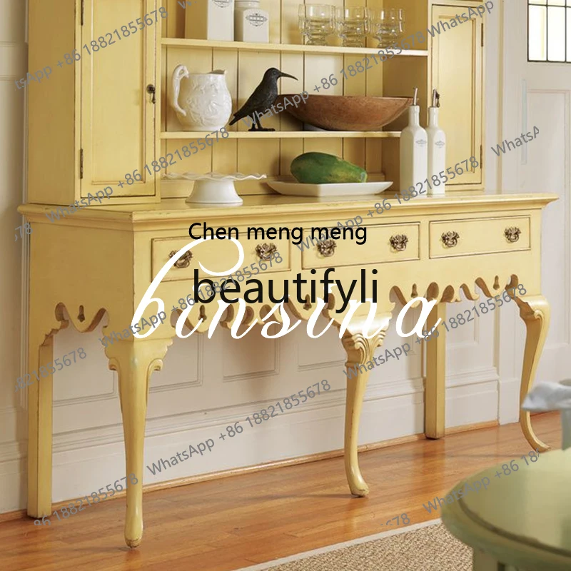 Solid wood desk neoclassical writing desk dresser multi-functional locker/customizableH
