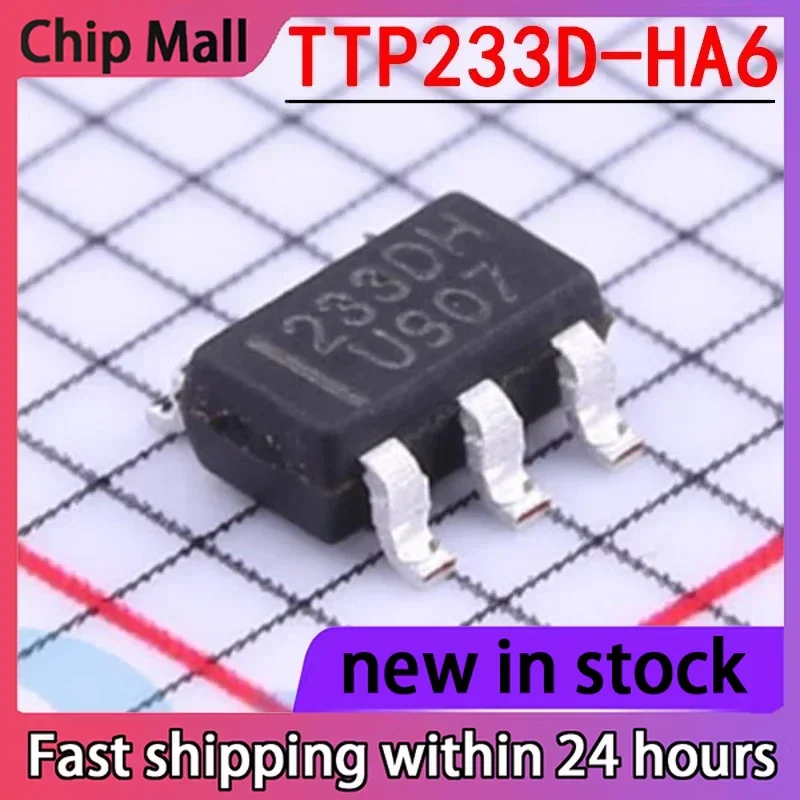 

10PCS New TTP233D-HA6 Screen Printed 233DH SOT-23-6 Single Button Touch Detection Chip