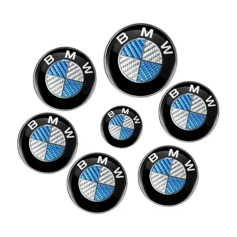 

7pcs front and rear car logos hub center cover steering wheel sticker for bmw E39 G30 G20 E36 E92 F11 F91 X3F25 F36 X5F25 E85