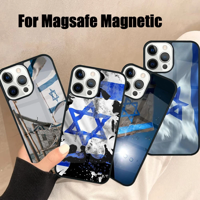 

I-Israel-l Flag Emblem Magsafe Phone Case For iPhone 17 Air 16e 15 14 13 12 11 Pro Max Plus Mirror Wireless Magnetic Cover