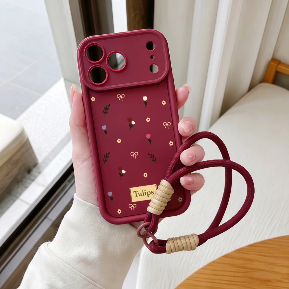 Handyhülle für Samsung Galaxy Note 20 S25 S26 Plus S24 FE S25 S24 Ultra A57 A07 5G Tulpen-Blumendruck Lanyard Silikonhülle – Detail 7