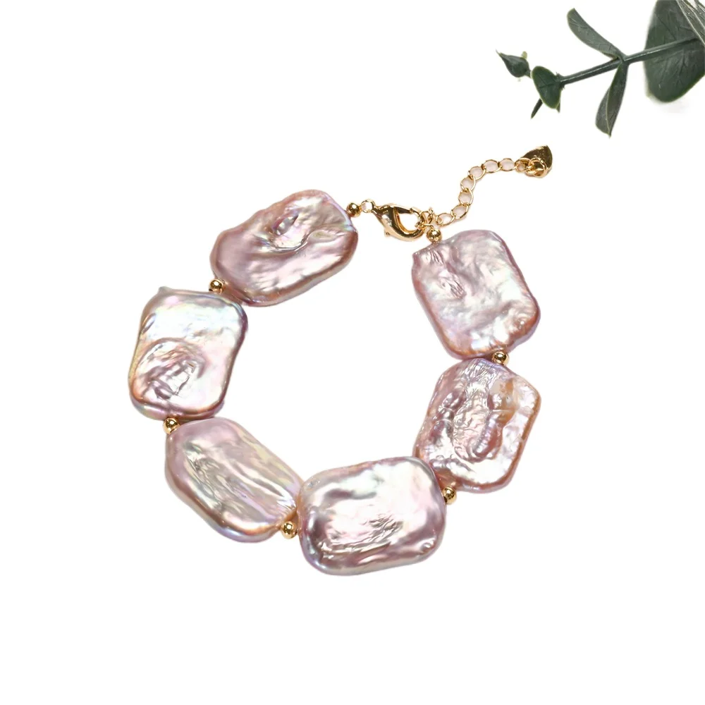 YWYC 18*25mm Big Baroque Freshwater Pearl Bracelet for Women 4.5 Extend Chain 16cm 18cm 20cm Adjustable Bracelet 2025 New