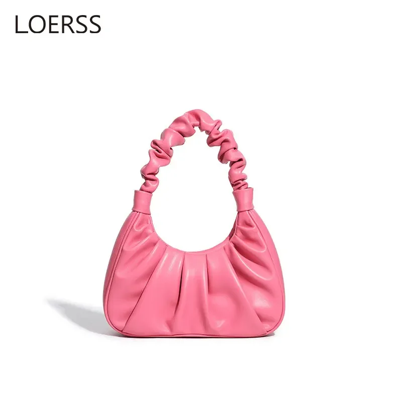 Cloud Bag Niche Design Underarm Bag Leather Casual Handbag for Women Pleated Texture Personalized Fashion Shoulder Bag