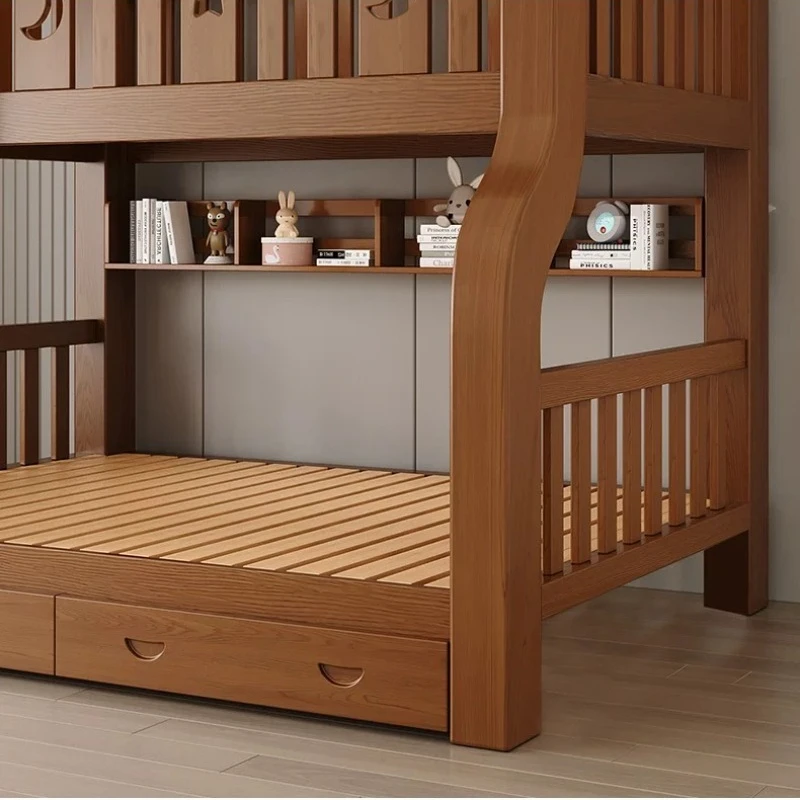 Upper and lower beds, bunk beds, all solid wood high and low beds