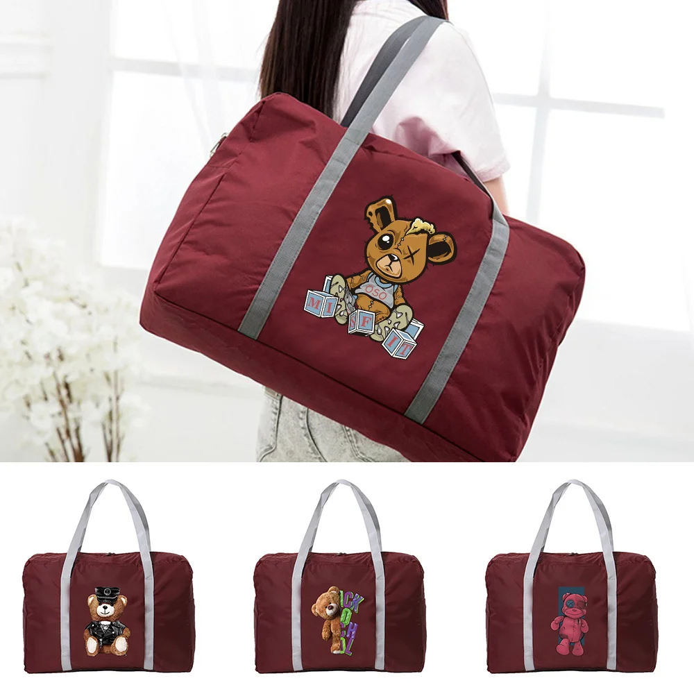 Bear Pattern Printing Large-capacity Portable Travel Bag Unisex Travel Accessories Foldable Portable Storage Bag