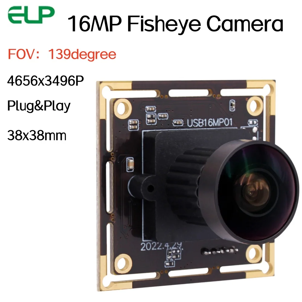 

Модуль USB-камеры ELP 16 МП с широкоугольным объективом «рыбий глаз» 170 градусов, сенсор 4K IMX298, встраиваемая промышленная камера для систем безопасности