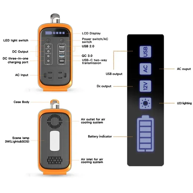 Portable Power station lifepo4 Generator 100W 200W 300W 500W 2000W solar power station For Outdoor Emergency Power Supply