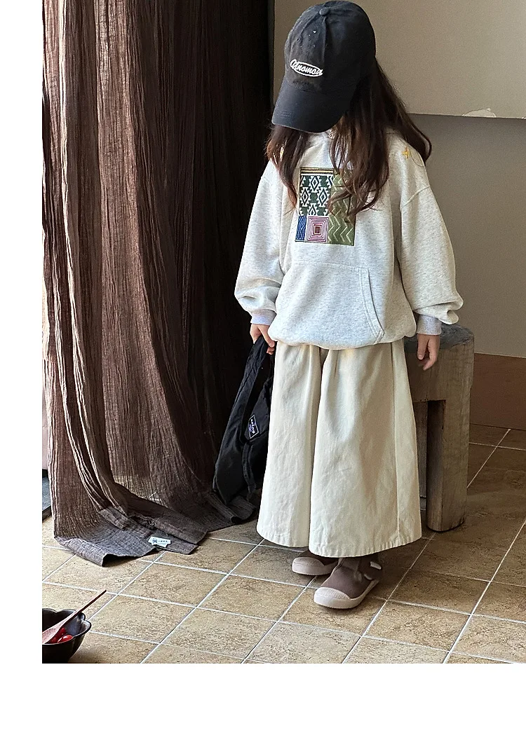 Girls Pants 2024 Autumn New Childrens Clothes Korean Style Girl Baby Foreign Style Loose Straight Leg Pants Casual Simple Daily image 6