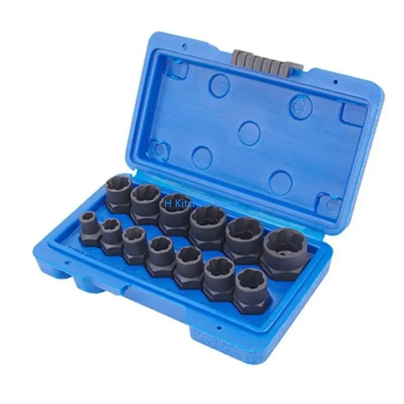 

16FC 13x 6.35-19mm Professional Rugged Impact Bolt Nut Remover Set with Storage Box