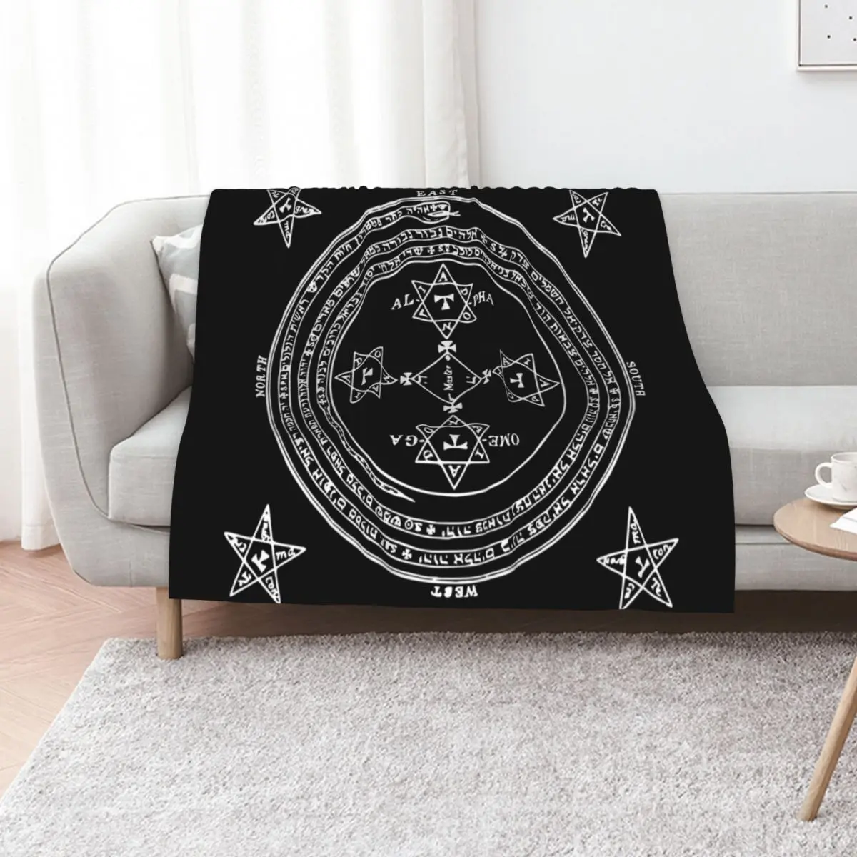 SUMMONING CIRCLE - WHITE / BLACK Throw Blanket Luxury Throw funny gift Cute Bed linens Decorative Throw Furrys Blankets