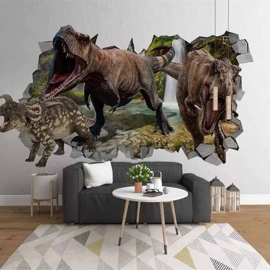 

Beibehang Custom wallpaper 3d mural modern minimalist stereo wall dinosaur children's room TV background wall papers home decor