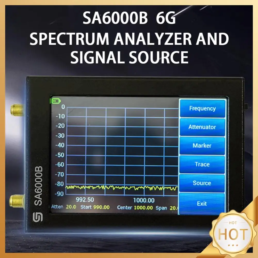 SA6000B 2-in-1 Spectrum Analyzer Signal Generator 4inch TFT LCD Portable Spectrum Analyzer Signal Generator RF Power Detector