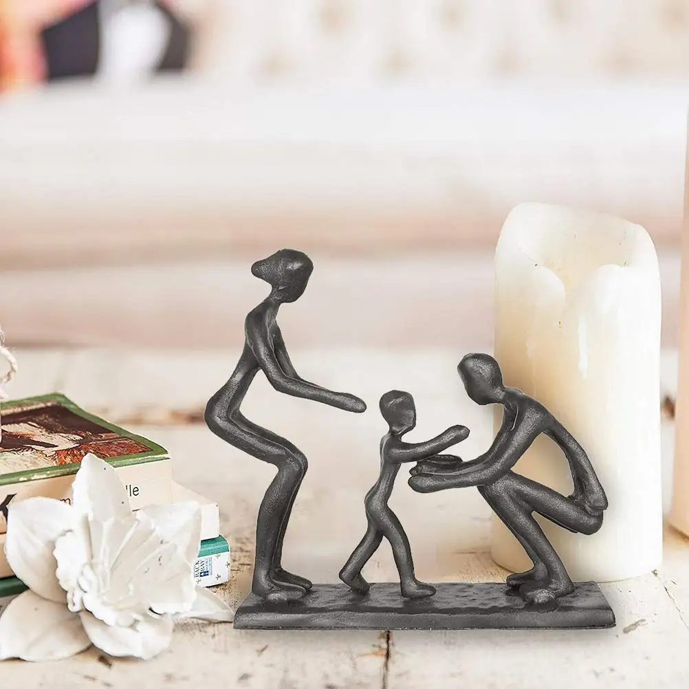 Metal Family Sculpture Bedside Nightstand Decoration Kids Bedroom Decorative Accent Fireplace Mantel Sideboard Art Collectible
