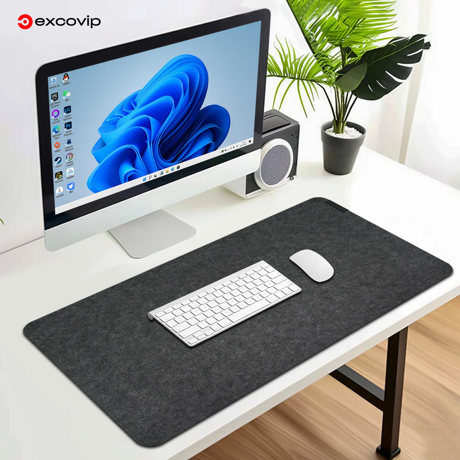 EXCO Felt Desk Mat Large Extended Mouse Keyboard Pad Non-Slip Base Soft Computer Desktop Protector for Gaming Home Office Laptop