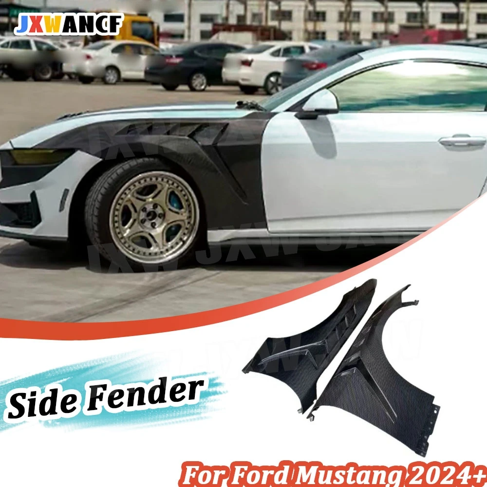 

JXWANCF Dry Carbon fiber Front Side Bumper Fins Air Vent Trims for Ford Mustang 2024+ FRP Side Front Fender Canards Splitters
