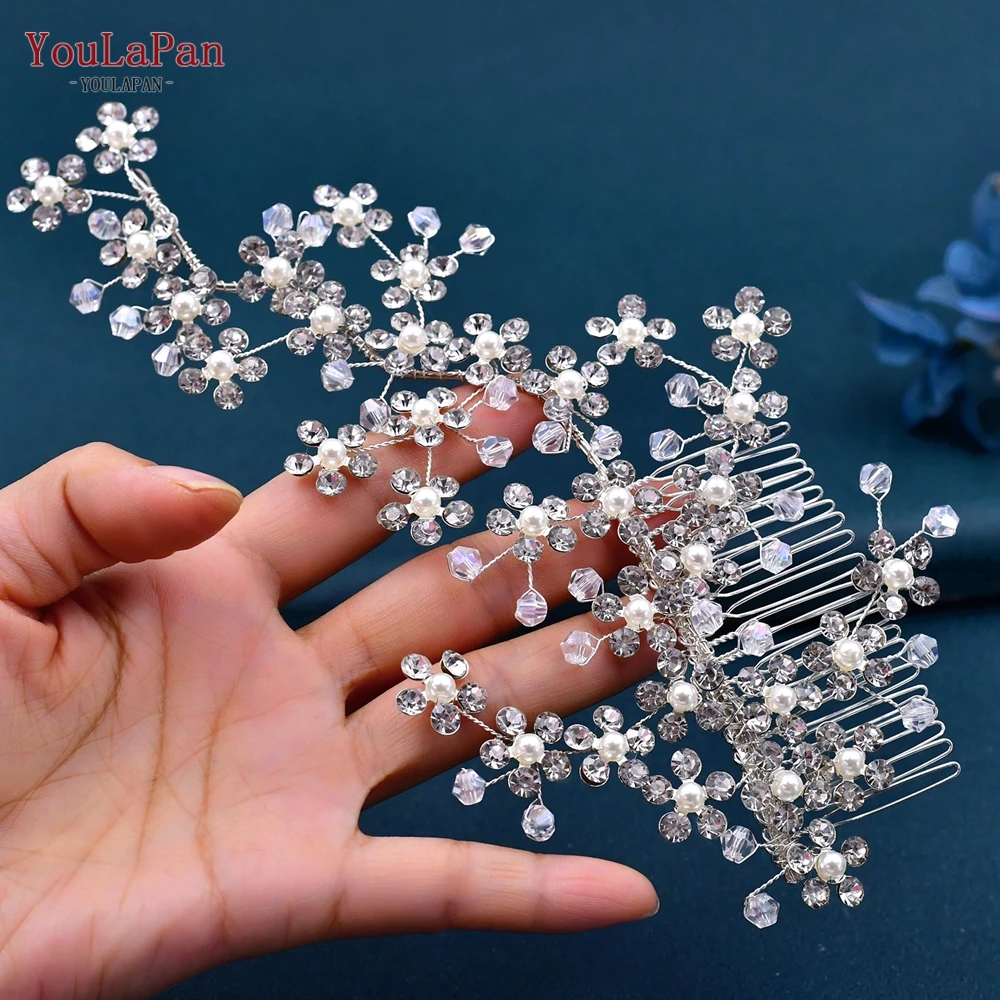 YouLaPan Bride Handmade Rhinestone Flower Hair Comb Headwear  Wedding  Delicate Headdress Women Headpiece Hair Ornaments HP269 ﻿