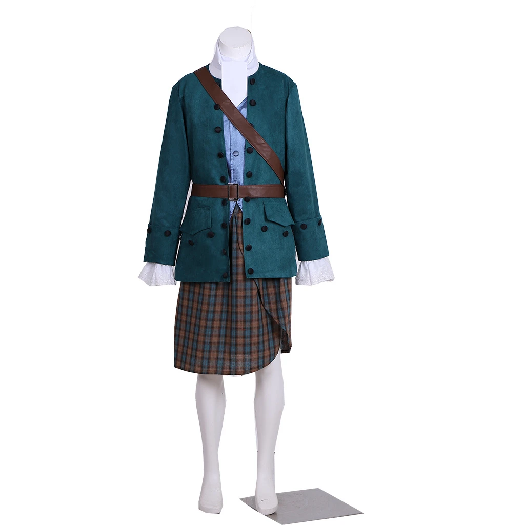 

Cosplayitem TV Outlander Season 1 Jamie Fraser Brown Plaid Costume Men's Scottish Skirt Outfit Custom Made