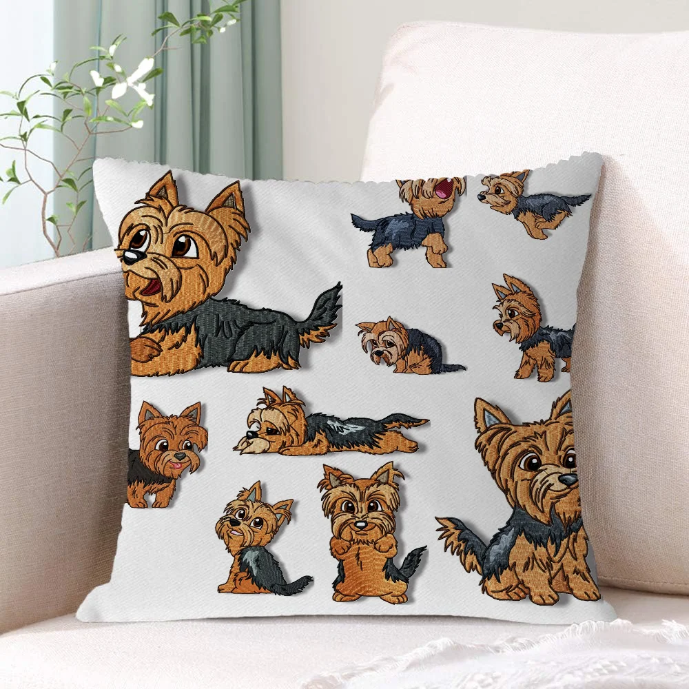 Decorative Cushions Cute Mini Yorkshire Terrier Pilow Covers Luxury Living Room Decoration Pillow Cover Personalized Gifts Home