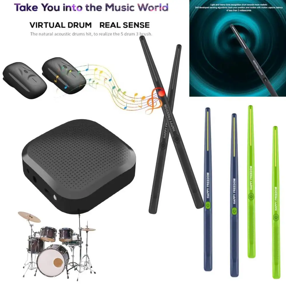 Somatosensory Virtual Drum Kit Electronic Air Drum Drumsticks Musical Instrument Smart Virtual Reality Drum Stick Pedals Kit