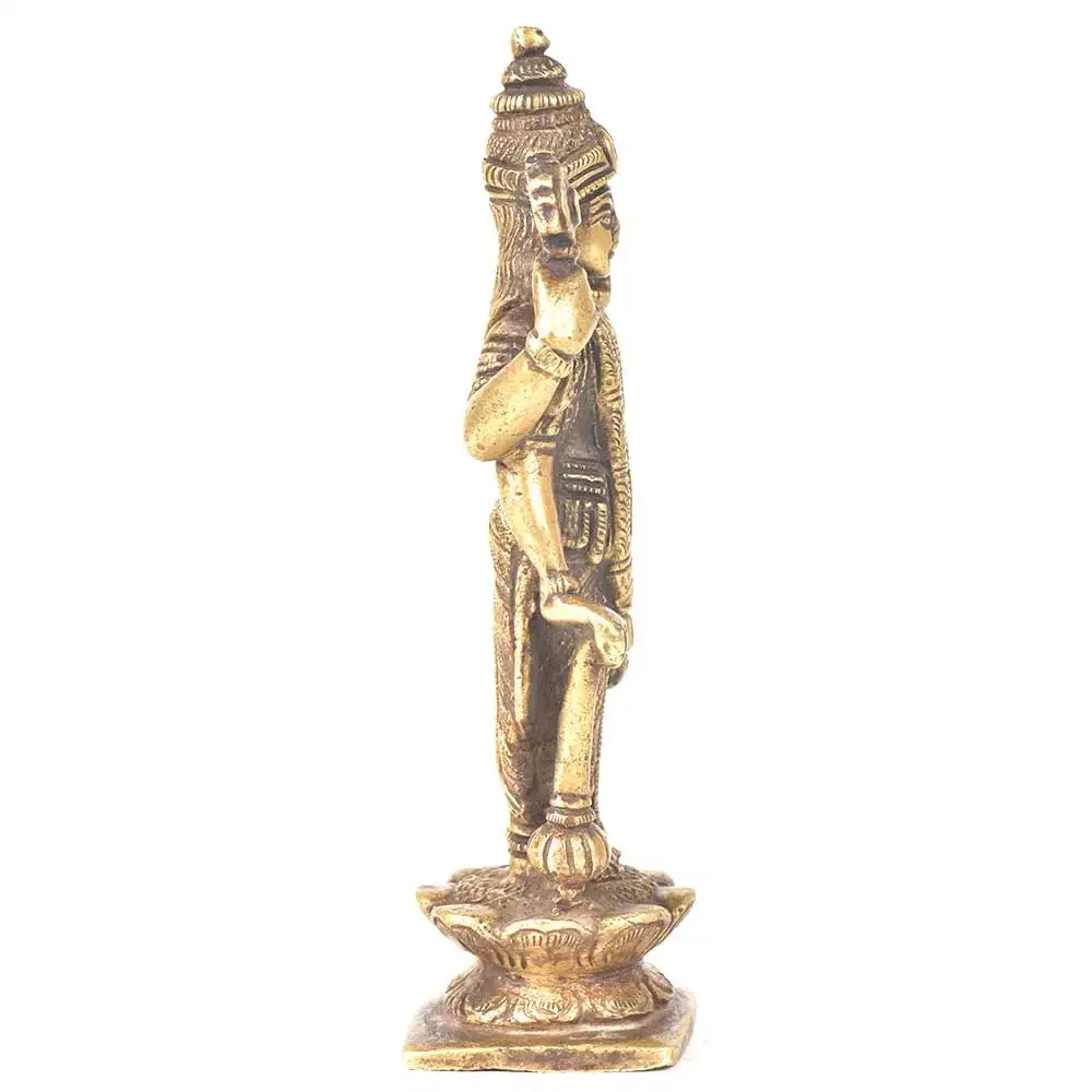 Handmade Golden Brass Goddess Laxmi Standing Lotus Sculptures Figurine Statue Statement Pieces Decor Gift Items