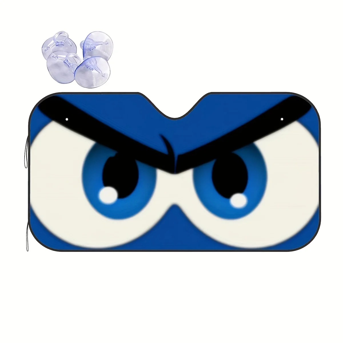 

1pc Angry Eyes Blue Cartoon Pattern Creative Car Sunshade, Window Sun Shade For Windshield, Sun Protection, Keeps Car Cool, Grea