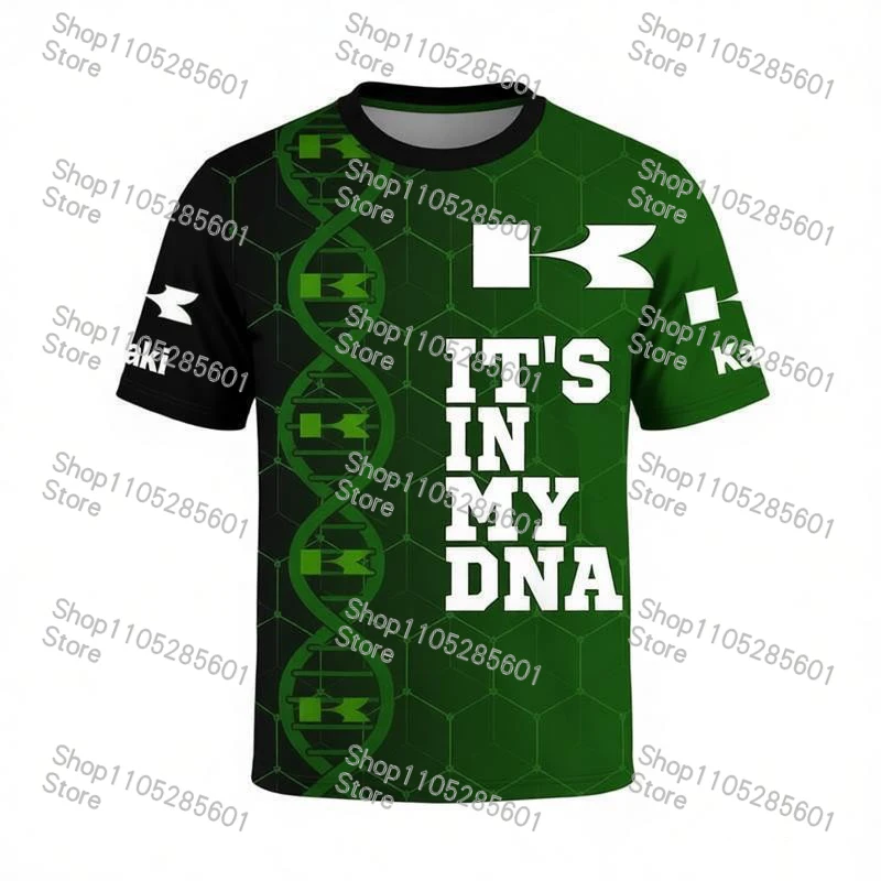 Kawasaki Skull Pattern Casual Short-sleeve T-shirt Motorcycle Racing Culture Print Top Daily Trendy Sportswear view 2