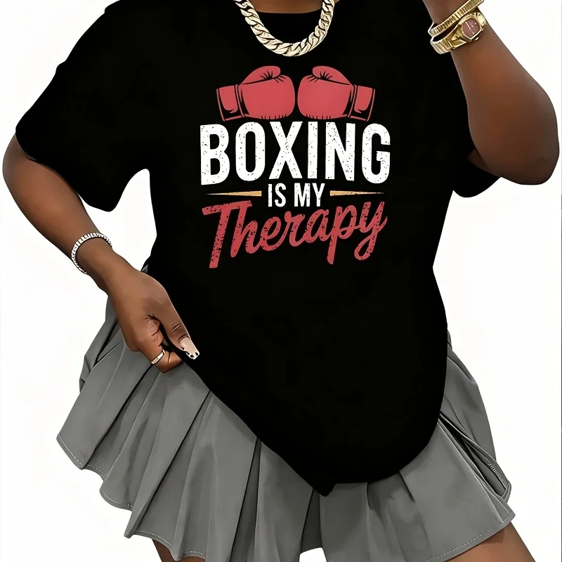 Boxing Is My Relax Women's T-Shirt 100% Cotton Fun Print Short Sleeve Top Casual Round Neck Tee S-5Xl