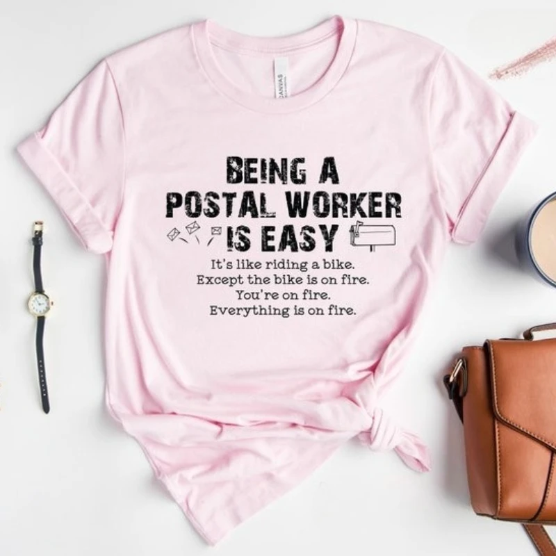 كون عامل بريدي ليس من السهل تي شيرتات قطنية حامل بريد هوديي هدايا الحياة العصرية للأزياء غير الرسمية ملابس علوية ناعمة مثالية
