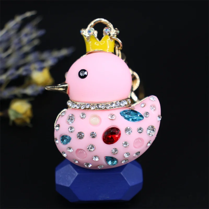 Fashion Duck Key Ring Purse Bag Keyring Rhinestone Keychain Charm Pendant Gift Keyfob