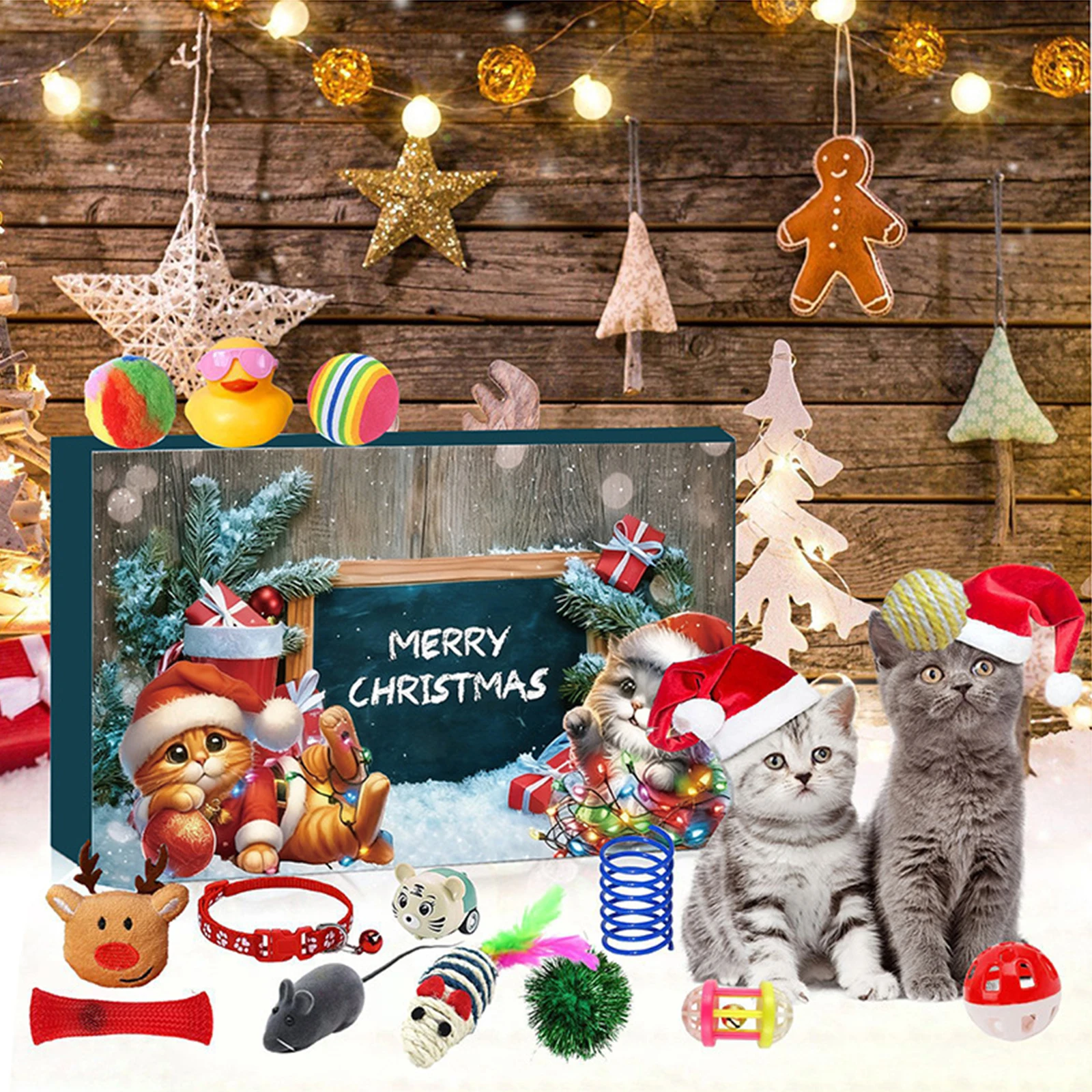 Cat 24 Days Christmas Countdown Calendar Xmas Countdown Calendar Holiday Countdown Calendar for Indoor Kitten Cats Pet Surprise
