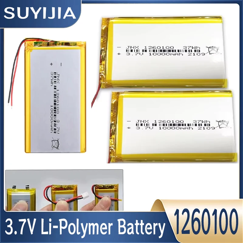 New 3.7V 1260100 Li-polymer Battery 10000mAh Large Capacity Lithium Polymer Battery for Power Bank Bluetooth Speaker Tablet PC