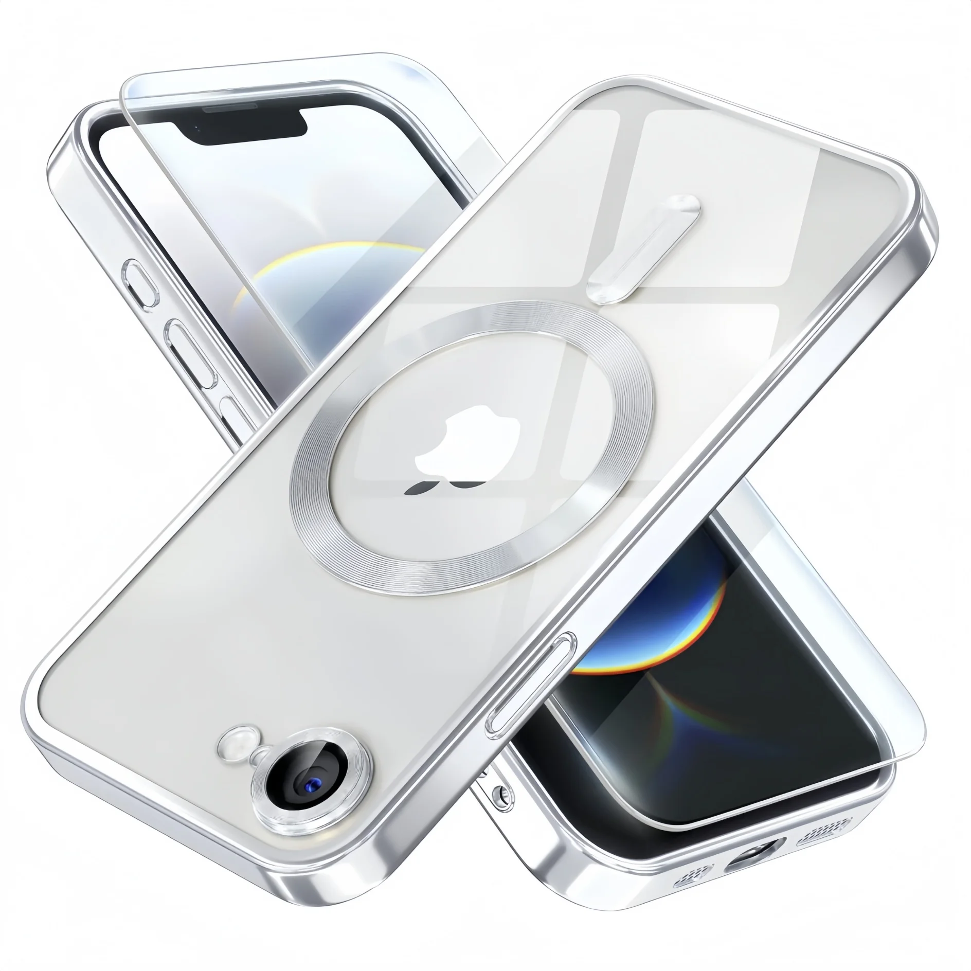 Magnetisches Offizielles Titan-Gehäuse für iPhone 17e / 16e mit 1 Displayschutzfolie Kameraabdeckung Metallisch Glänzend Luxuriös